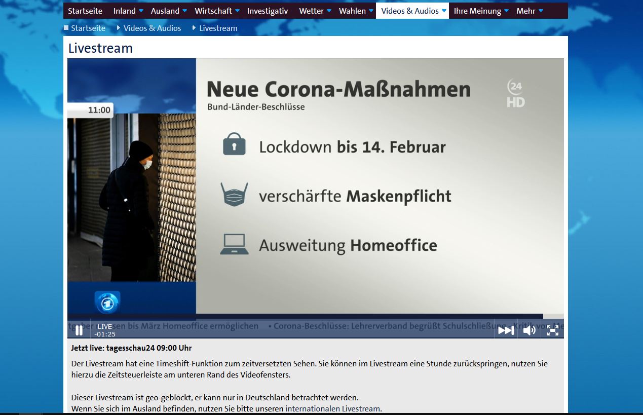 Screenshot zeigt neue Corona Maßnahmen