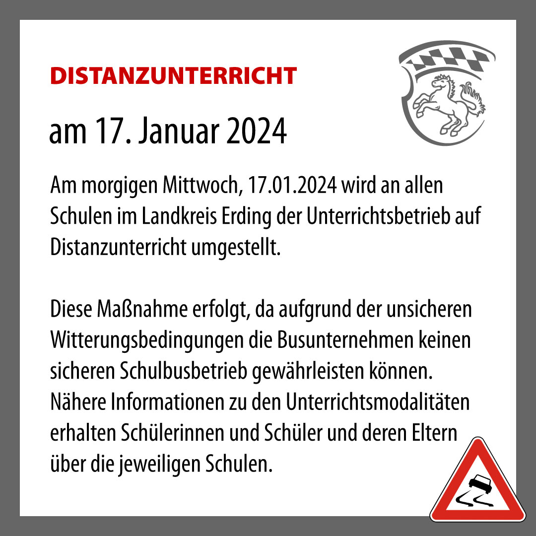 Distanzunterricht am 17.01.2024